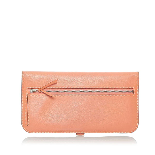 エルメス ドゴンロング  長財布 クレヴェット  レザー レディース HERMES 【中古】