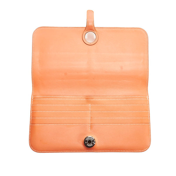 エルメス ドゴンロング  長財布 クレヴェット  レザー レディース HERMES 【中古】