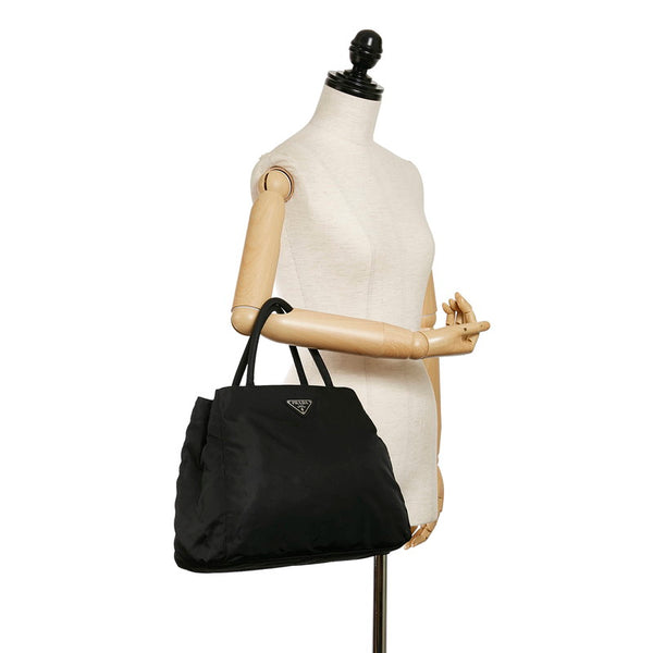 プラダ ブラック ナイロン ハンドバッグ レディース PRADA 【中古】