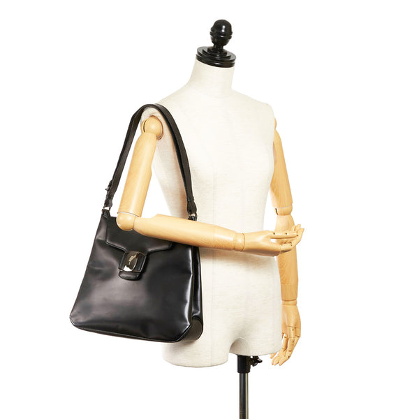 サルヴァトーレフェラガモ ヴァラリボン ハンドバッグ ショルダーバッグ BA217644 ブラック レザー レディース Salvatore Ferragamo 【中古】