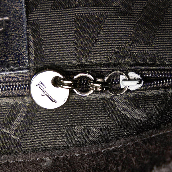 サルヴァトーレフェラガモ ヴァラリボン ハンドバッグ ショルダーバッグ BA217644 ブラック レザー レディース Salvatore Ferragamo 【中古】