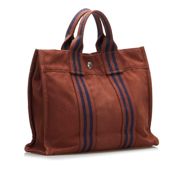 エルメス フールトゥPM ハンドバッグ ブラウン キャンバス レディース HERMES 【中古】