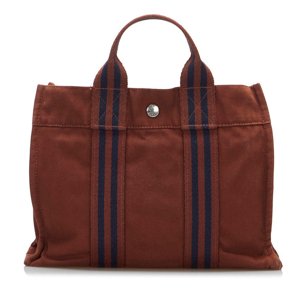 エルメス フールトゥPM ハンドバッグ ブラウン キャンバス レディース HERMES 【中古】