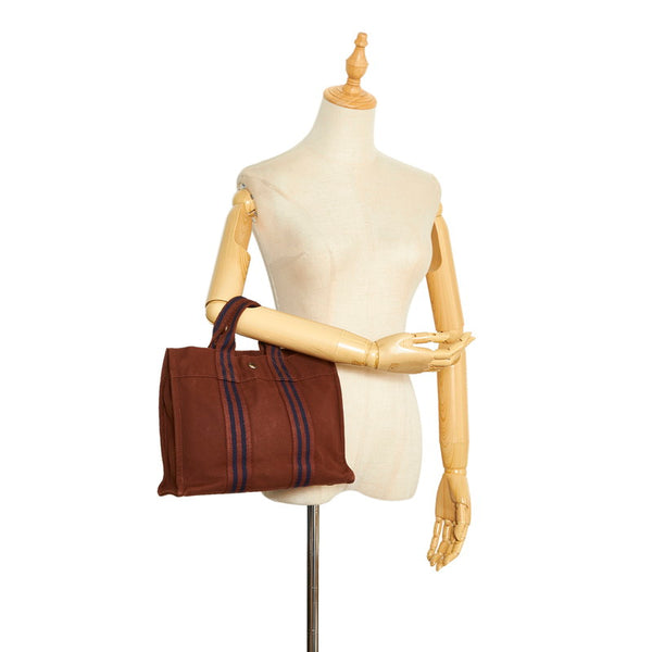 エルメス フールトゥPM ハンドバッグ ブラウン キャンバス レディース HERMES 【中古】