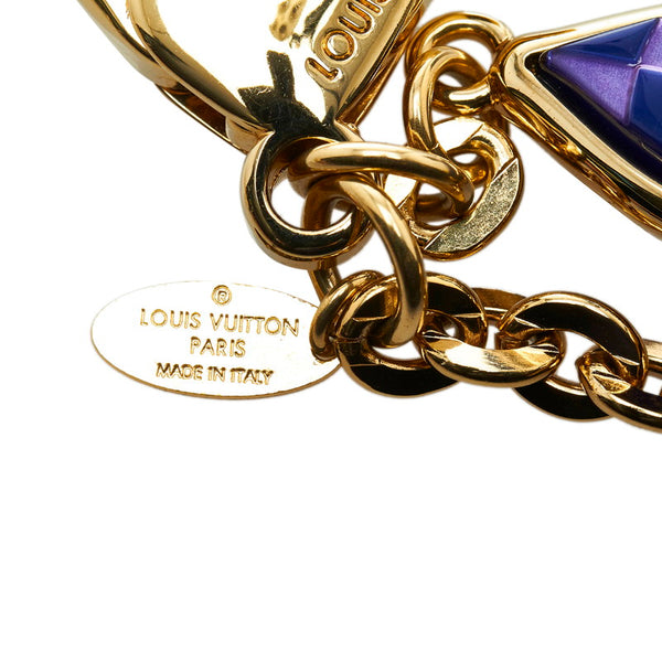 ルイ ヴィトン ビジューサック モザイク キーホルダー M66883 ゴールド パープル グリーン メッキ レディース LOUIS VUITTON 【中古】