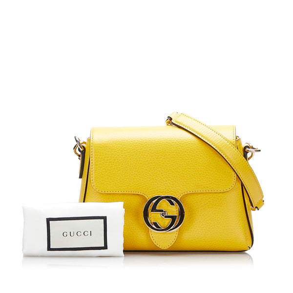 グッチ インターロッキングG チェーンショルダーバッグ 607720 イエロー レザー レディース GUCCI 【中古】