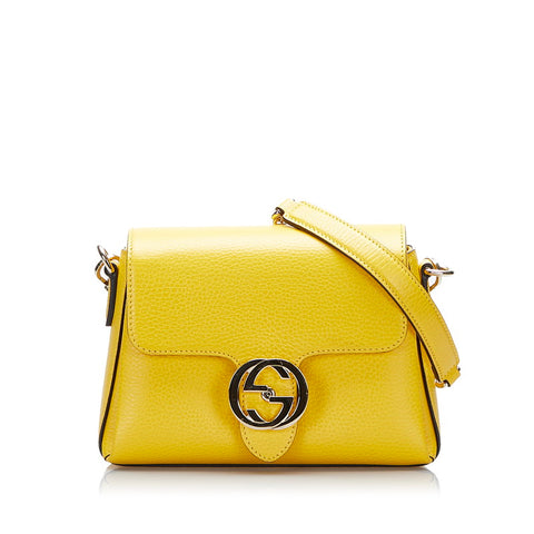 グッチ インターロッキングG チェーンショルダーバッグ 607720 イエロー レザー レディース GUCCI 【中古】