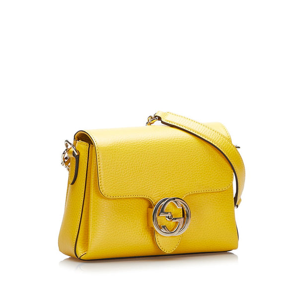 グッチ インターロッキングG チェーンショルダーバッグ 607720 イエロー レザー レディース GUCCI 【中古】