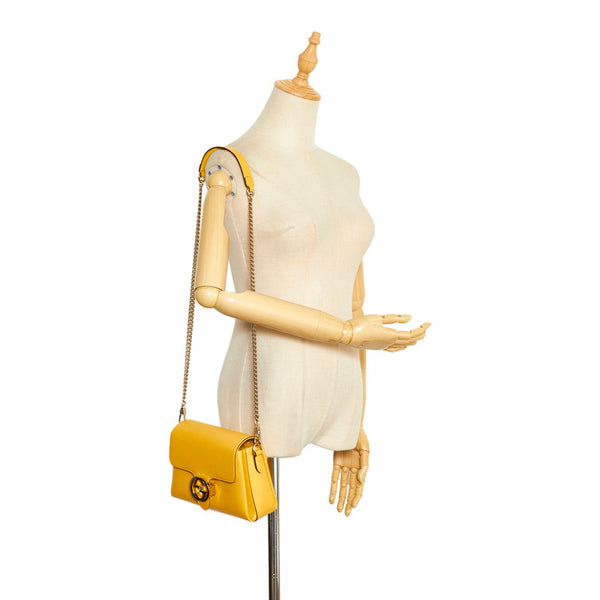 グッチ インターロッキングG チェーンショルダーバッグ 607720 イエロー レザー レディース GUCCI 【中古】