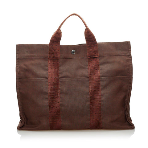 エルメス フールトゥ MM トートバッグ ボルドー ブラウン キャンバス レディース HERMES 【中古】