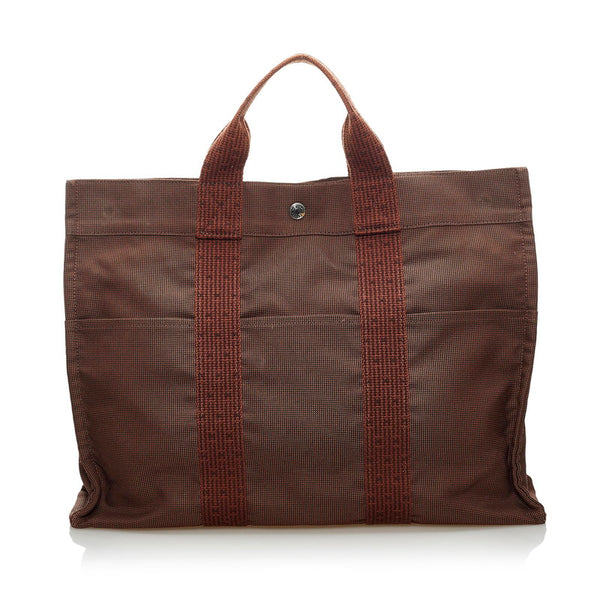 エルメス エールラインMM トートバッグ ブラウン キャンバス レディース HERMES 【中古】