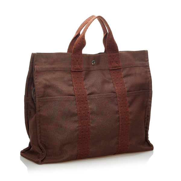 エルメス エールラインMM トートバッグ ブラウン キャンバス レディース HERMES 【中古】