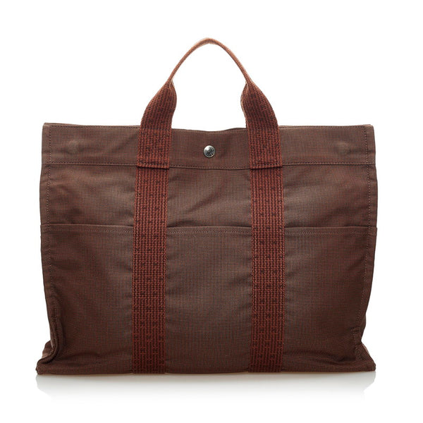 エルメス エールラインMM トートバッグ ブラウン キャンバス レディース HERMES 【中古】