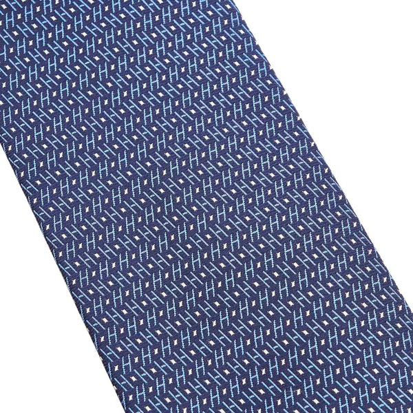 エルメス ネクタイ ネイビー ブルー シルク メンズ HERMES 【中古】