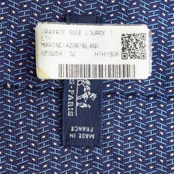 エルメス ネクタイ ネイビー ブルー シルク メンズ HERMES 【中古】