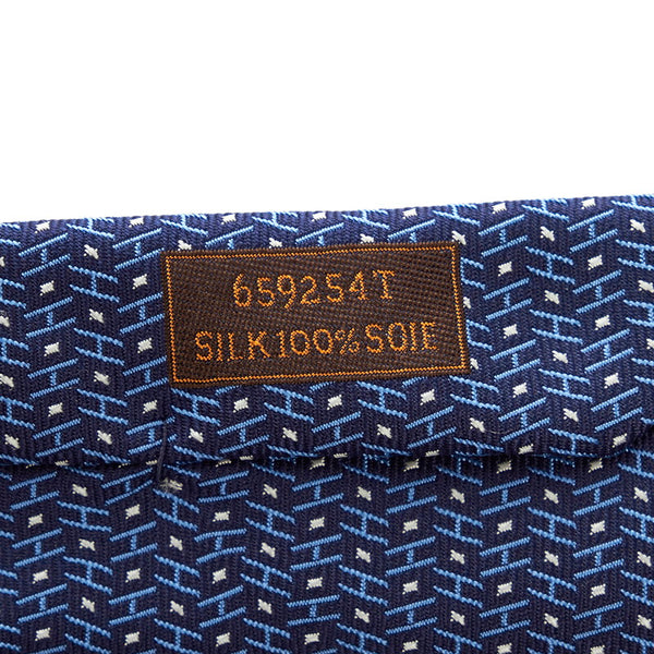 エルメス ネクタイ ネイビー ブルー シルク メンズ HERMES 【中古】