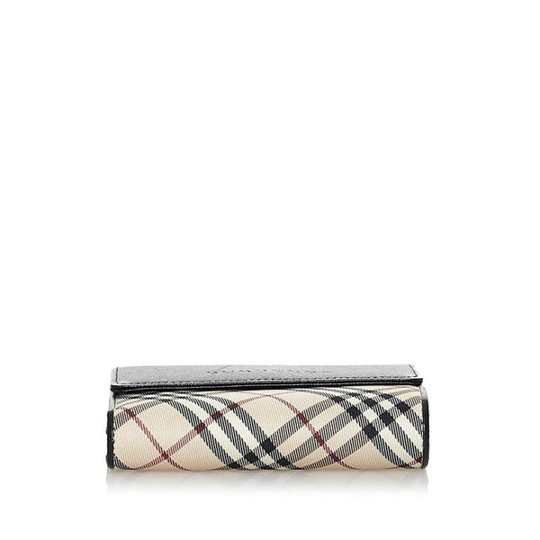 バーバリー ノバチェック 二つ折り財布 ベージュ ブラック レザー ナイロン ユニセックス BURBERRY 【中古】