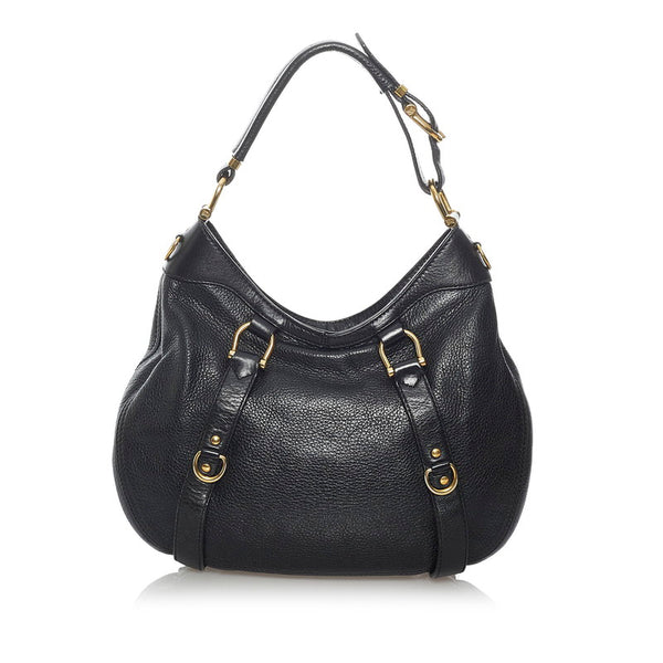 バーバリー ワンショルダー ブラック レザー レディース BURBERRY 【中古】