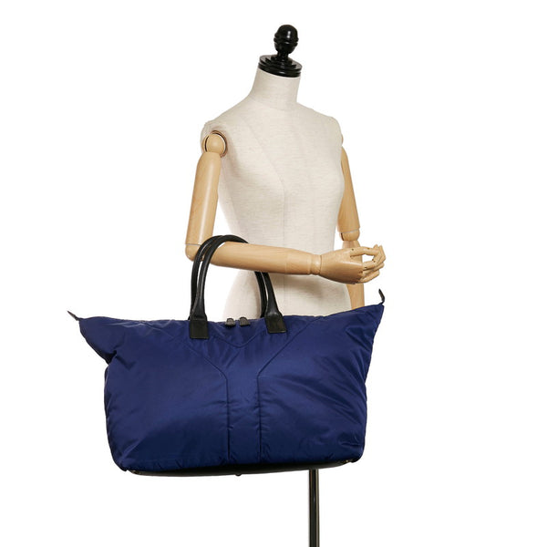 サンローラン ボストンバッグ 202128 527412 ブルー ナイロン レザー レディース SAINT LAURENT 【中古】