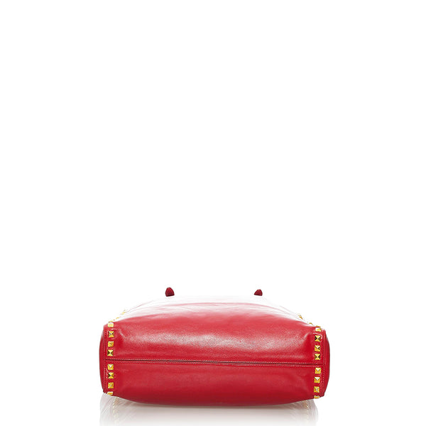 ミュウミュウ スタッズ トートバッグ ショルダーバッグ2way レッド レザー レディース MIUMIU 【中古】