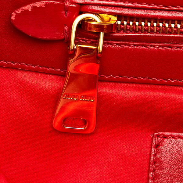ミュウミュウ スタッズ トートバッグ ショルダーバッグ2way レッド レザー レディース MIUMIU 【中古】