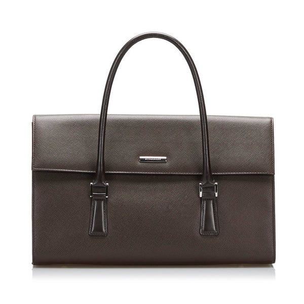 バーバリー ノバチェック ハンドバッグ トートバッグ ブラウン レザー レディース BURBERRY 【中古】