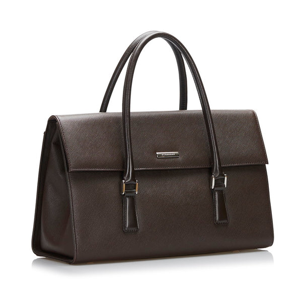 バーバリー ノバチェック ハンドバッグ トートバッグ ブラウン レザー レディース BURBERRY 【中古】