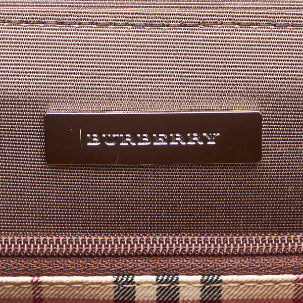 バーバリー ノバチェック ハンドバッグ トートバッグ ブラウン レザー レディース BURBERRY 【中古】