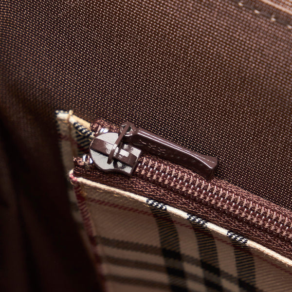 バーバリー ノバチェック ハンドバッグ トートバッグ ブラウン レザー レディース BURBERRY 【中古】