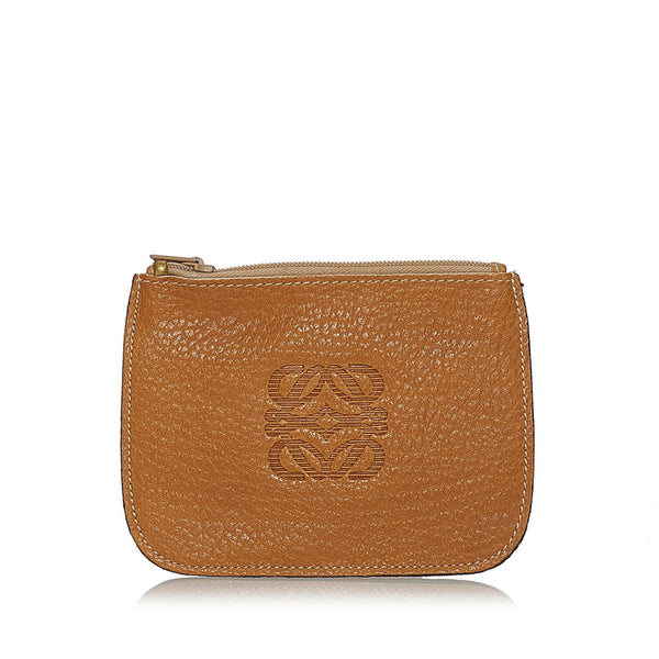 ロエベ アナグラム コインケース ブラウン レザー レディース LOEWE 【中古】
