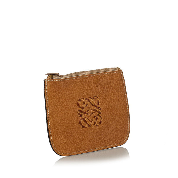 ロエベ アナグラム コインケース ブラウン レザー レディース LOEWE 【中古】