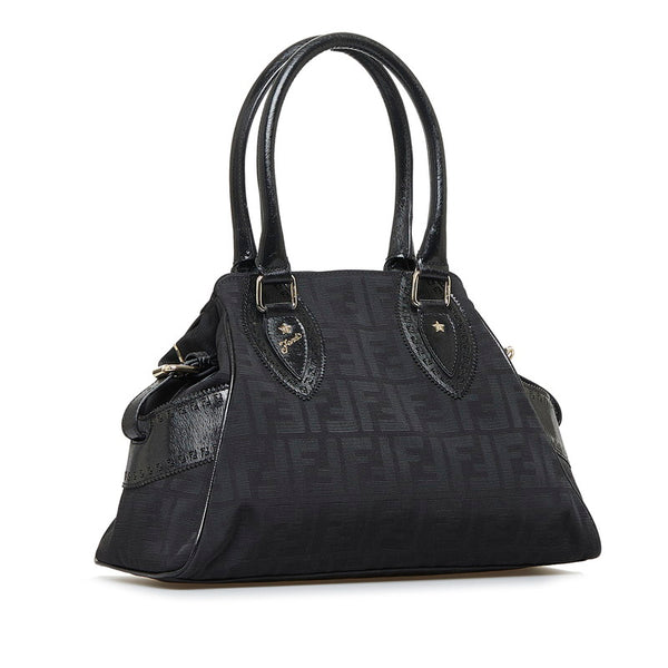 フェンディ ズッカ エトニコ ハンドバッグ トートバッグ 8BN157 ブラック キャンバス レザー レディース FENDI 【中古】