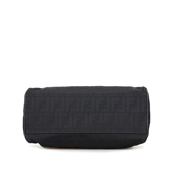 フェンディ ズッカ エトニコ ハンドバッグ トートバッグ 8BN157 ブラック キャンバス レザー レディース FENDI 【中古】
