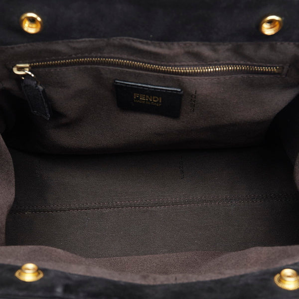 フェンディ ズッカ エトニコ ハンドバッグ トートバッグ 8BN157 ブラック キャンバス レザー レディース FENDI 【中古】