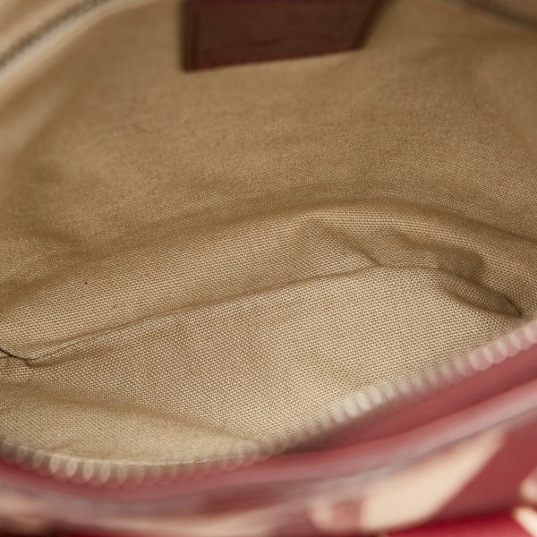 バーバリー ノバチェック ワインレッド ベージュ PVC エナメル 斜め掛け ショルダーバッグ レディース BURBERRY 【中古】