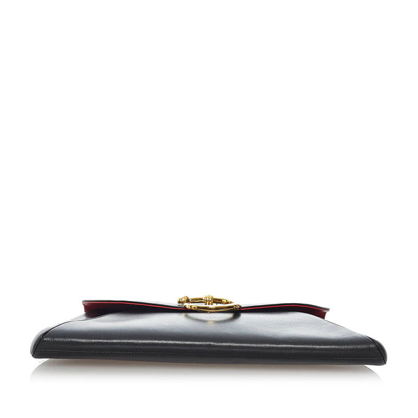 カルティエ パンテール ブラック レザー クラッチバッグ レディース CARTIER 【中古】