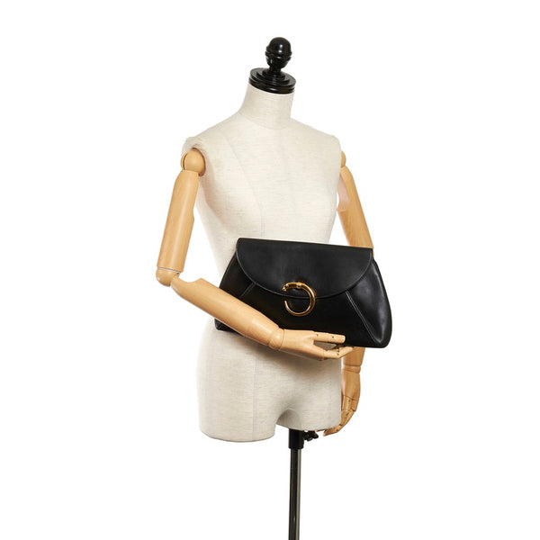 カルティエ パンテール ブラック レザー クラッチバッグ レディース CARTIER 【中古】
