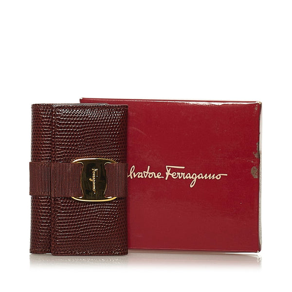 サルヴァトーレフェラガモ ヴァラ 6連 キーケース 22-3056 ブラウン レザー レディース Salvatore Ferragamo 【中古】
