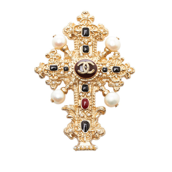 シャネル ココマーク クロス ブローチ ゴールド メッキ レディース CHANEL 【中古】