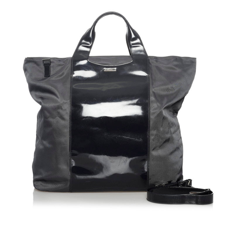 グッチ ハンドバッグ ショルダーバッグ 2way 019 2855 グレー ナイロン レザー メンズ GUCCI 【中古】