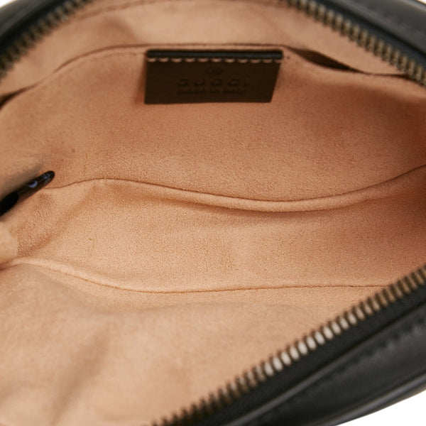 グッチ GGマーモント ウエストバッグ ボディバッグ ショルダーバッグ 476434 ブラック レザー レディース GUCCI 【中古】