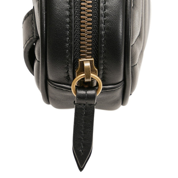 グッチ GGマーモント ウエストバッグ ボディバッグ ショルダーバッグ 476434 ブラック レザー レディース GUCCI 【中古】