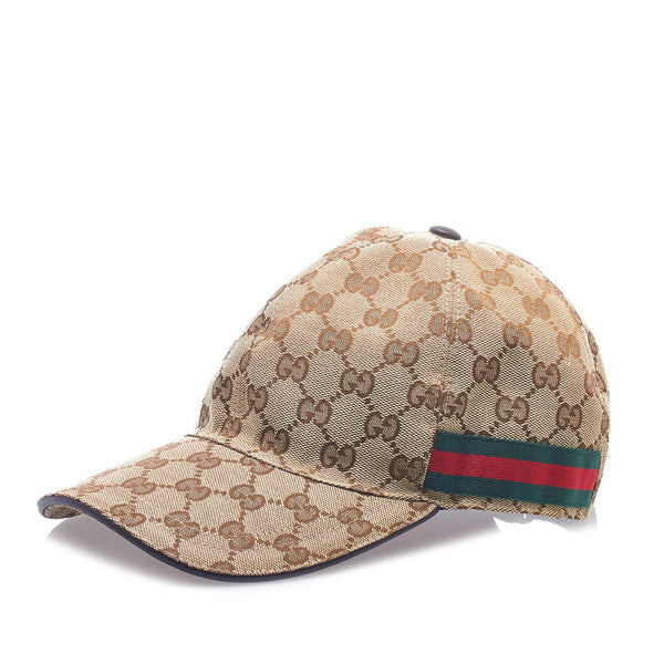 グッチ GGキャンバス シェリーライン キャップ ベースボールキャップ 200035 ベージュ キャンバス レザー メンズ GUCCI 【中古】