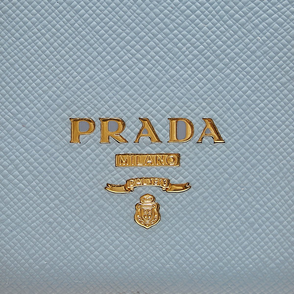 プラダ iPhone 11 Pro Max ケース ライトブルー レザー レディース PRADA 【中古】
