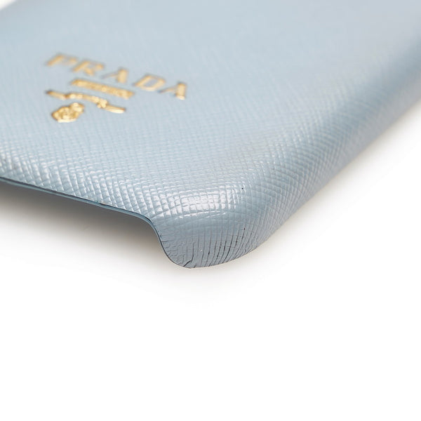 プラダ iPhone 11 Pro Max ケース ライトブルー レザー レディース PRADA 【中古】