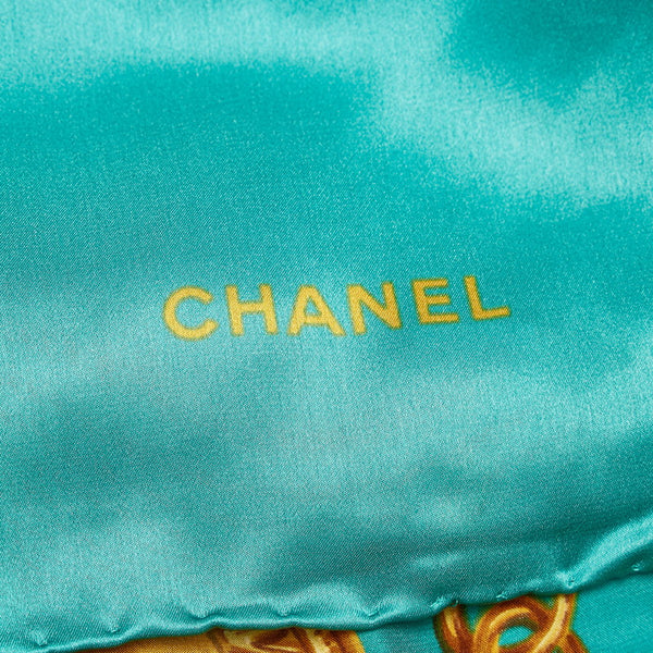 シャネル ココマーク スカーフ グリーン マルチカラー シルク レディース CHANEL 【中古】