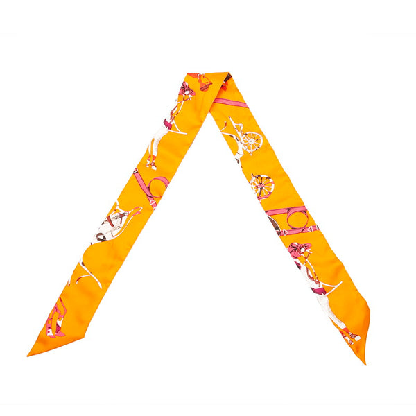 エルメス ツイリー スカーフ オレンジ シルク レディース HERMES 【中古】