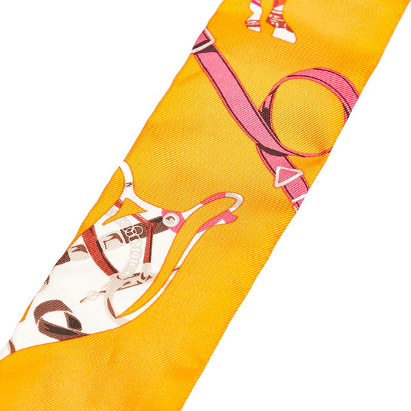 エルメス ツイリー スカーフ オレンジ シルク レディース HERMES 【中古】