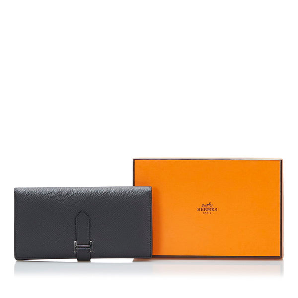 エルメス ベアンスフレ シルバー金具 長財布 ブラック ヴォーエプソン レディース HERMES 【中古】