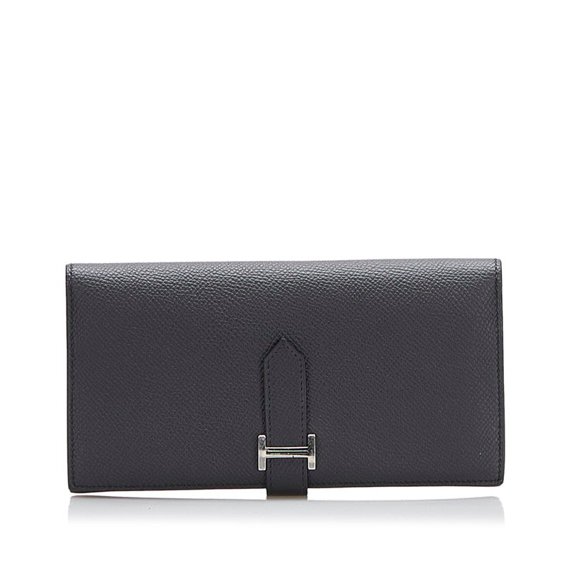 エルメス ベアンスフレ シルバー金具 長財布 ブラック ヴォーエプソン レディース HERMES 【中古】